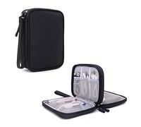 Hosoncovy Double Layer 2,5-Zoll-Festplattentasche Tragetasche Reisetasche Festplatten-Aufbewahrungstasche USB-Flash-Laufwerk-Organizer-Tasche (Schwarz)