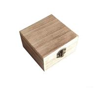 Hosrivae Aufbewahrungsbox aus Holz, rechteckig, Vintage-Stil, mit Metallschnalle, Schmuckkoffer aus Naturholz, für Zuhause, Büro, Schreibtisch, 10 x 10 x 6 cm (leicht 10 x 10 x 6 cm)