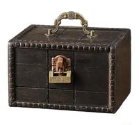 Hosrivae Vintage-Aufbewahrungsbox aus Holz mit Schloss, dekorativer Schmuckkoffer mit Griff, Retro-Organizer, Heim- und Fluchtrequisiten, stabile Box (Smaragd)(G)