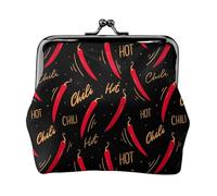 Hot Chili Geldbörse, Wechselgeldbörse mit Kussverschluss, kleine Geldbörse aus Kunstleder für Damen