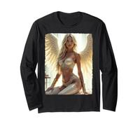 Hot Girl auf T-Shirt für Herren - Sexy Engel sitzend - Grunge Langarmshirt