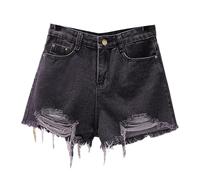 Hot Pants Damen Jeans, Shorts Kurze Hose Sommer Bermuda Jeansshorts High Waist Jeansshort Zerrissene Casual Denim Sommershorts Ripped Hotpants Mit Taschen, Shorts Damen Sommer Knielang