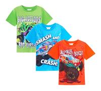 Hot Wheels 3er-Pack Monster Trucks T-Shirts Kinder Multipack Kurzarm-T-Shirts