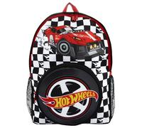 Hot Wheels Rucksack Kinder, Schultasche Jungen Einheitsgröße Schwarz | Verstellbare Schultergurte, zwei Netzseitentaschen für Trinkflaschen, cooles Rennwagen-Design, Schulrucksack mehreren Fächern