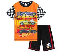 Hot Wheels Schlafanzug Kinder Jungen Kurz 2 Teiliges Pyjama Set Loungewear Bequemer Sommer Nachtwäsche Auto Geschenk (4-5 Jahre, Orange)