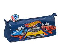 Hot Wheels Speed Club Federmäppchen mit Reißverschluss und Fach, für Kinder, ideal für Kinder, bequem und vielseitig, Qualität und Widerstandsfähigkeit, 21 x 7 x 8 cm, Marineblau und Orange
