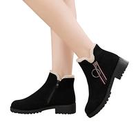 Hotberry Damen Stiefeletten Gefüttert Winterschuhe Warm Winterstiefel Kurzschaft Stiefel Modische Reißverschluss Kaschmir Flacher Kurze Stiefel Knöchelstiefel für Frauen Herbst Winter Schneestiefel