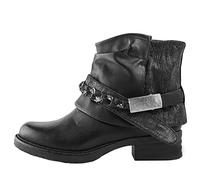 Hotberry Damen Stiefeletten Slip-On Leder Runde Zehe Niedrige Schuhe Cowboy Ritter Stiefel Mode Damen Schlupfstiefel Kurzschaft Stiefel Retro Seitenreißverschluss Ankle Boots Biker Boots für Frauen