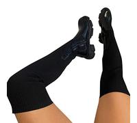 Hotberry Kniehohe Stiefel Damen Hohe Kaschmir Warme Schneestiefel mit Absatz Langschaft Overknee Blockabsatz High Heels Lang für Winter und Herbst Frauen Kniestiefel, Schwarz, 36 EU