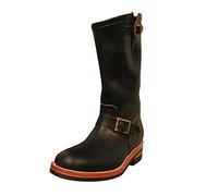 Hotberry Winterstiefel Herren Hohe Stiefel Retro Westernstiefel Cowboy Stiefel aus Leder Rundkopf Herren Biker Boots Schneestiefel mit Schnalle Combat Stiefel,Herren Stiefeletten,Schwarz,46 EU