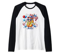 Hotdog Sonnenbrille Amerikanische Flagge 4. Juli Feuerwerk Patriotisch Raglan