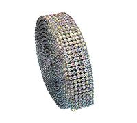 Hotfix Crystal AB Mesh Strassband SS6 Borte zum aufbügeln, Strasssteine, Breite wählbar, Mind. 1,15m lang 6reihig = 14mm x ca. 1150 mm