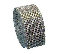 Hotfix Crystal AB Mesh Strassband SS6 Borte zum aufbügeln, Strasssteine, Breite wählbar, Mind. 1,15m lang 12reihig = 28mm x ca. 1150 mm