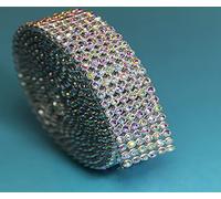 Hotfix Crystal AB Mesh Strassband SS8 Borte zum aufbügeln Strasssteine 6reihig / 20mm x 1150mm