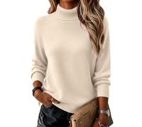 Hotouch Damen Rollkragenpullover Langarm Elegant Rollkragen Pullover | Herbst Winter Strickpullover Warm Pulli Casual Einfarbig Sweater S-XXL