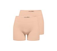 Hotpants ONLY "ONLVICKY S-LESS MINI SHORTS 2-PACK", Damen, Gr. S, N-Gr, peach taffy pack:peach taffy, peach taffy, Jersey, Obermaterial: 94% Polyamid, 6% Elasthan, unifarben, figurbetont kurz, Hosen H