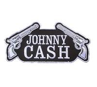 Hotrodspirit Mini-Patch Johnny Cash und 2 Pistolen, schwarz, weiß, 7 cm