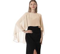 Hotshawl Capelets für Damen, Chiffon-Umhang, Schals und Wickeltuch, für Abendkleid, Hochzeitsumhänge, Champagner, Einheitsgröße