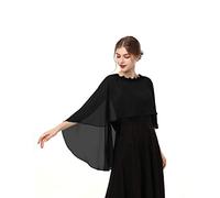 Hotshawl Capelets für Damen, Chiffon-Umhang, Schals und Wickeltuch, für Abendkleid, Hochzeitsumhänge, Schwarz, Einheitsgröße