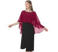 Hotshawl Capelets für Damen, Chiffon-Umhang, Schals und Wickeltuch, für Abendkleid, Hochzeitsumhänge, Weinrot, Einheitsgröße