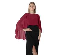 Hotshawl Capelets für Damen, Chiffon-Umhang, Schals und Wickeltuch, für Abendkleid, Hochzeitsumhänge, Weinrot, Einheitsgröße