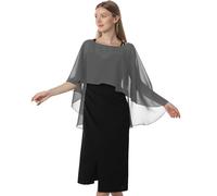Hotshawl Capelets für Damen, Chiffon-Umhang, Schals und Wickeltuch, für Abendkleid, Hochzeitsumhänge, Dunkel_Grau, Einheitsgröße