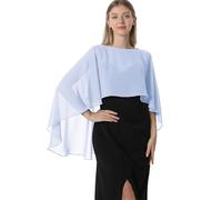 Hotshawl Capelets für Damen, Chiffon-Umhang, Schals und Wickeltücher für Abendkleid, Hochzeit, Umhänge, Hell, blau, Einheitsgröße