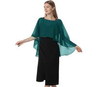 Hotshawl Capelets für Frauen Chiffon Cape Schals und Wraps für Abendkleid Hochzeit Umhänge Cover Up, Blaugrün/Ein Hauch von Paradies (Trace of Paradise), Einheitsgröße