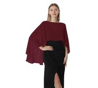 Hotshawl Capelets für Frauen Chiffon Cape Schals und Wraps für Abendkleid Hochzeit Umhänge Cover Up, Burgunder, Einheitsgröße