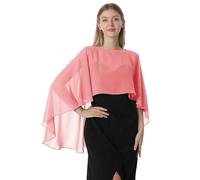 Hotshawl Capelets für Frauen Chiffon Cape Schals und Wraps für Abendkleid Hochzeit Umhänge Cover Up, Koralle, Einheitsgröße