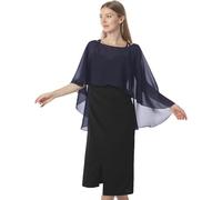 Hotshawl Capelets für Frauen Chiffon Cape Schals und Wraps für Abendkleid Hochzeit Umhänge Cover Up, Marineblau, Einheitsgröße