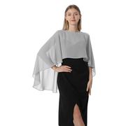 Hotshawl Capelets für Frauen Chiffon Cape Schals und Wraps für Abendkleid Hochzeit Umhänge Cover Up, Silbergrau, Einheitsgröße