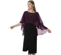 Hotshawl Capelets für Frauen Chiffon Cape Schals und Wraps für Abendkleid Hochzeit Umhänge Cover Up, Pflaume, Einheitsgröße