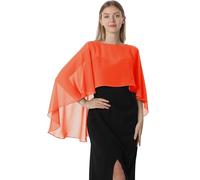 Hotshawl Capelets für Frauen Chiffon Cape Schals und Wraps für Abendkleid Hochzeit Umhänge Cover Up, Orange/Abendrot im Zickzackmuster (Sunset Chevron), Einheitsgröße