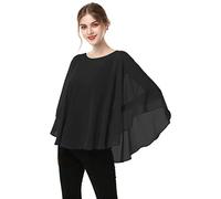 Hotshawl Capes für Damen, lässiger Chiffon-Schal, lässiger Chiffon-Umhang, durchscheinender Umhang, Schals und Wickeltuch, Poncho, Capelets, Cover Up, Schwarz, Einheitsgröße