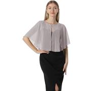 Hotshawl Chiffon Capelet Damen Weiche Umhänge Schals und Wraps für Abendkleid Hochzeit Cape Cover Up, GRAU, Einheitsgröße