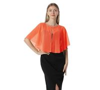 Hotshawl Chiffon Capelet Damen Weiche Umhänge Schals und Wraps für Abendkleid Hochzeit Cape Cover Up, Orange, rot, Einheitsgröße