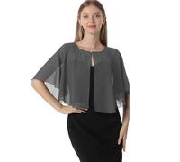 Hotshawl Chiffon Capelet Damen Weiche Umhänge Schals und Wraps für Abendkleid Hochzeit Cape Cover Up, Dunkel_Grau, Einheitsgröße
