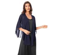 Hotshawl Schals und Wickeltücher für Abendkleider, durchscheinendes Chiffon, elegant, weich, seidig, Schal, Hochzeit, Brautstola, Marineblau, Einheitsgröße