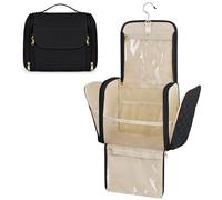 HOTUT Kulturtasche zum Aufhängen,Kulturbeutel Herren Damen Gross mit Henkel hängend und drehbarem Metallhaken,Groß Kulturbeutel Damen Gross Kulturtasche Zum Aufhängen für Camping Reisen(Schwarz)