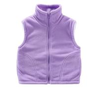 HotYou Kinder Fleece Weste Ärmellos Flauschig FleeceJacken Jungen Mädchen Stehkragen Warm Winterweste Leichte Outdoorweste Kinderweste mit Reißverschluss,Lila 2,100 CM