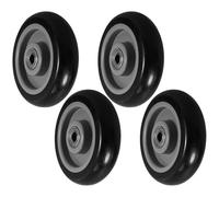 HOUDERCO Ersatzräder Langlebige 4 Stück für Einkaufswagen aus Schwarzem Pu mit 12mm Lagerbohrung und 360 Grad Drehung Universelle 5 Zoll Rollen für Supermarkt und Trolley