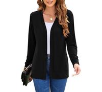 Hount Damen Strickjacke Blazer Vintage Feinstrick Cardigan Strickpullover Strickweste Knitted Sweater Herbst Frühling (M, Schwarz)