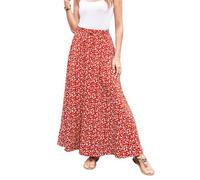 Hount Maxi Rock für Damen Plisseerock Polka Dots Rock Lang Hoher Taille Freizeit Sommerrock mit Blumen (S, F17)