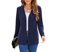 Hount Strickjacken für Damen V Ausschnitt Leicht Feinstrick Jacke Offene Front Sweater Langarm Herbst Cardigan (XXL, Marineblau)