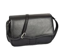 House of Leather Damen Klassisches Italienisches Design Leder Organizer Schulter Frauen Umhängetasche Matilda (Schwarz)