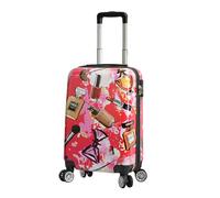 House Of Leather Hartschalen-Koffer, Make-up, Drucktaschen, leicht, erweiterbar, 4 Spinner-Räder, Reisegepäck für Damen, Fleek, mehrfarbig, Small Cabin Size 20", Erweiterbares Gepäck mit Spinnrädern