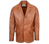 House of Leather Herren Echt Leder Blazer DREI Knopf Jacke David Hellbraun XXL