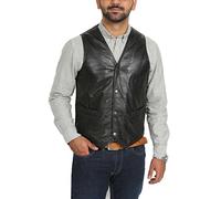House of Leather Klassische Herren-Weste aus echtem Leder, traditioneller Stil, Petrelli, schwarz Gr. Small, schwarz