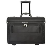 House Of Leather Pilotenkoffer mit Rädern, schwarz, ballistisches Nylon, Kabinengröße, groß, Aktentasche, Business-Reisekoffer, Copilot